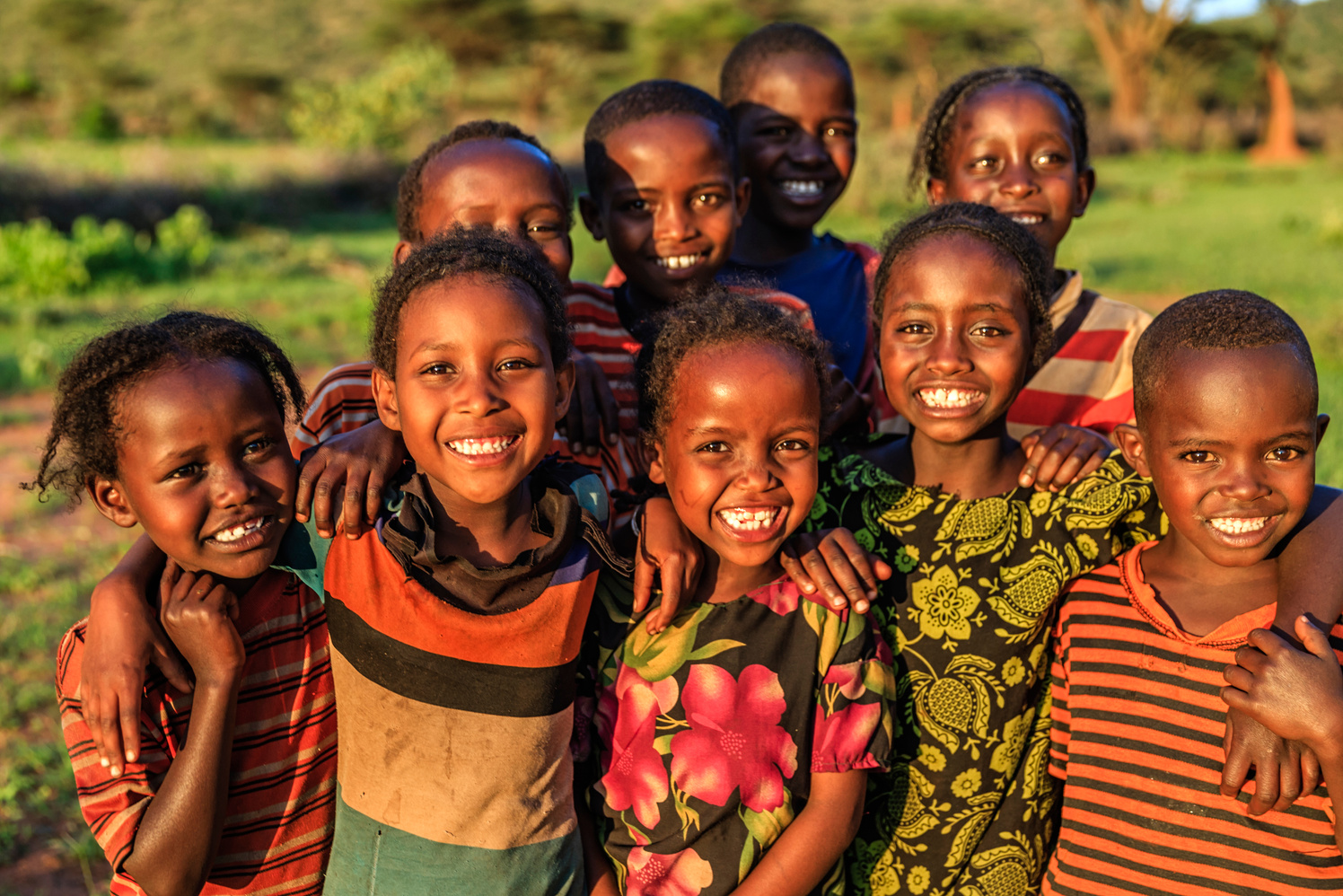 Group of happy African children, East Africa